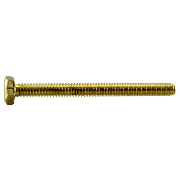 Midwest Fastener Not Graded, 1/4"-20 Hex Head Cap Screw, Plain Brass, 3 in L, 2 PK 38747 - main